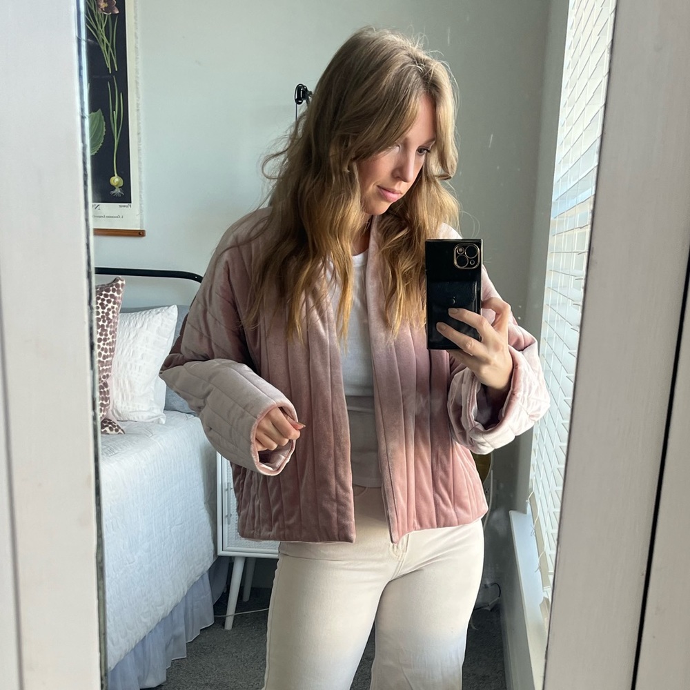 Gorgeous blush pink velvet jacket - One Size Fits Most